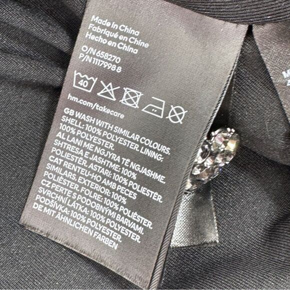 H&M Tweed A Line Skirt Rhinestone Faux Buttons Black 8 - Picture 11 of 14